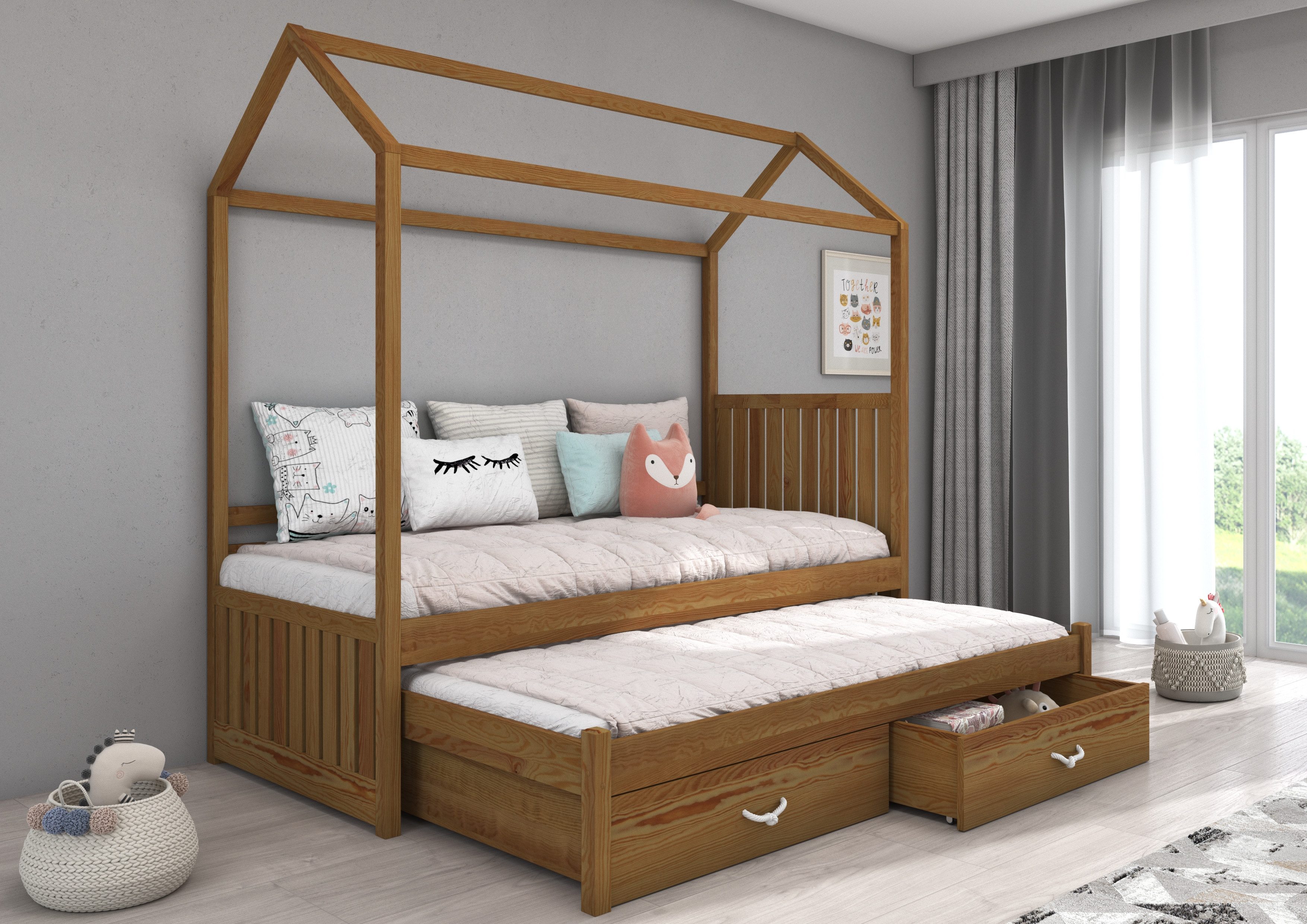 MOEBLO Hausbett NUKI (Kinder-Doppelbett im Haus-Design günstig online kaufen