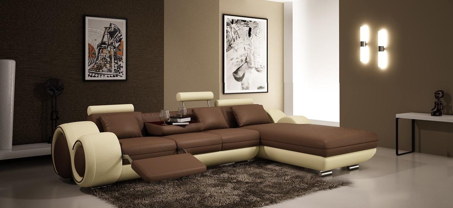 JVmoebel Ecksofa, Gerundete Ecksofa Couch Moderne Sitzpolster Wohnlandschaften L Form Braun/Beige | Ecksofas