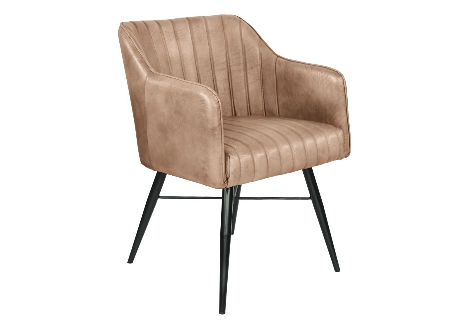 Massivmoebel24 Polsterstuhl IRON LABEL beige Echtleder (Büffel) (beige Echtleder (Büffel) Eisen), 54 x 76 x 61 cm IRON LABEL #12