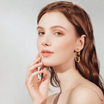 TWSOUL Paar Ohrhänger Einfache vergoldete Ohrringe,V-förmige Ohrringe, Einfache und vielseitige Ohrringe, , Geschenke für Damen