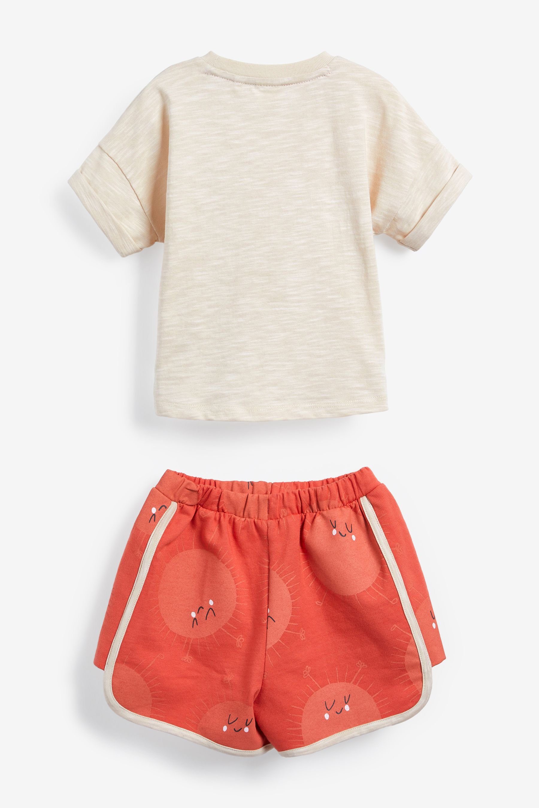 mit Sonnenstrahlen-Grafik Shorts (2-tlg) Next Shorts T-Shirt und & T-Shirt Set: