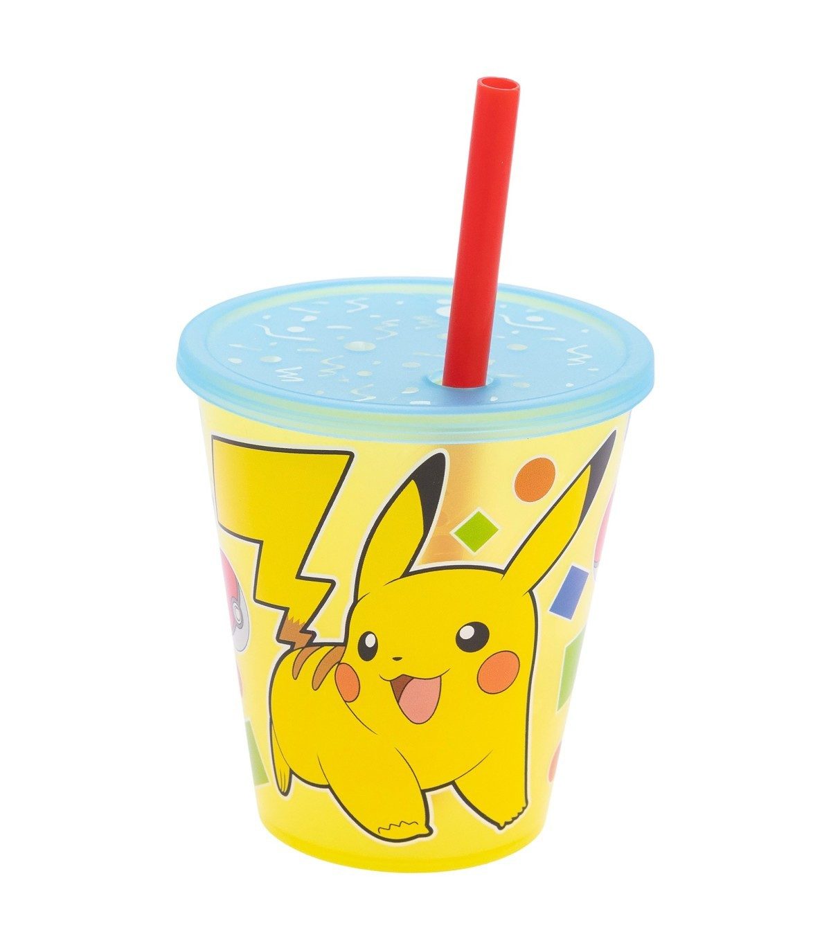 POKEMON JUEGO DE CARTAS Becher Kinder Becher Set 4 teilig 285 ml Becher mit Trinkhalm, 4-tlg.