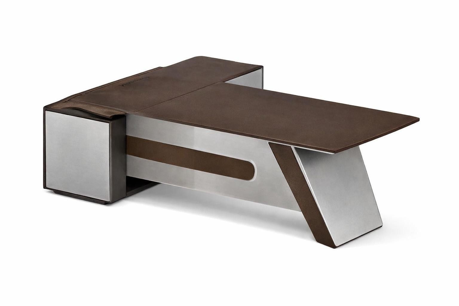 Xlmoebel Eckschreibtisch Stylischer Schreibtisch aus Holz und Edelstahl im, Made in Europa