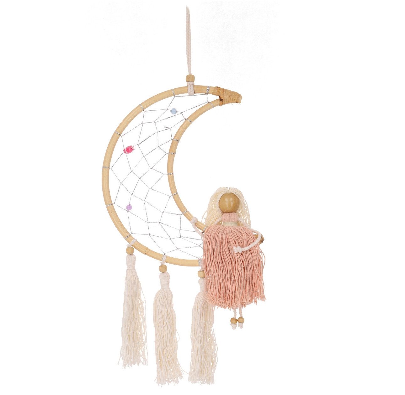Guru-Shop Dekoobjekt Traumfänger Mond mit Schutzengel Dreamcatcher -..