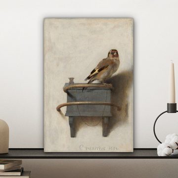 OneMillionCanvasses® Leinwandbild Der Stieglitz - Carel Fabritius, (1 St), Leinwandbild fertig bespannt inkl. Zackenaufhänger, Gemälde, 20x30 cm