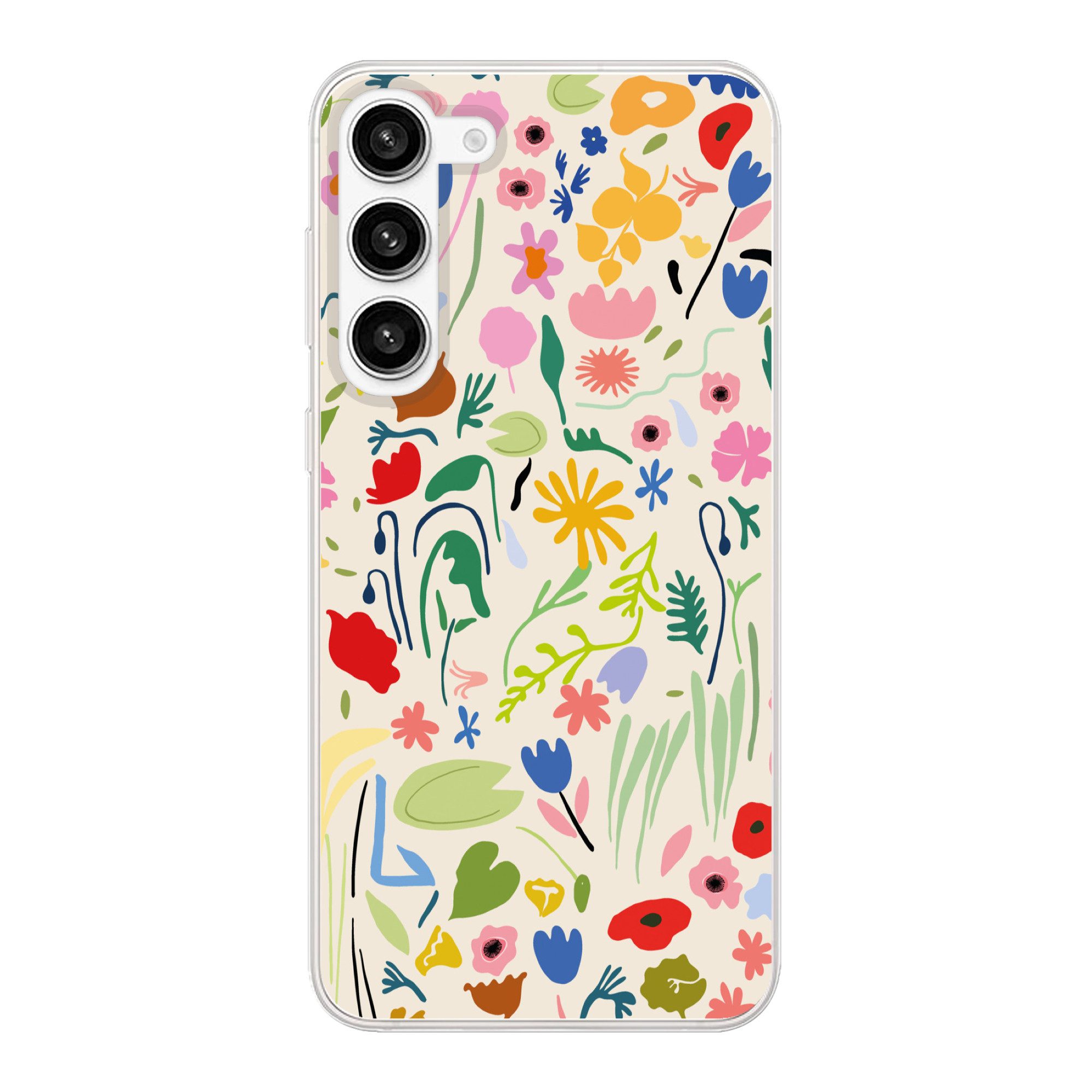 MuchoWow Handyhülle für Samsung Galaxy S23 Plus Blumen - Muster - Pflanzen, Phone Case, Silikon, Schutzhülle Dünn