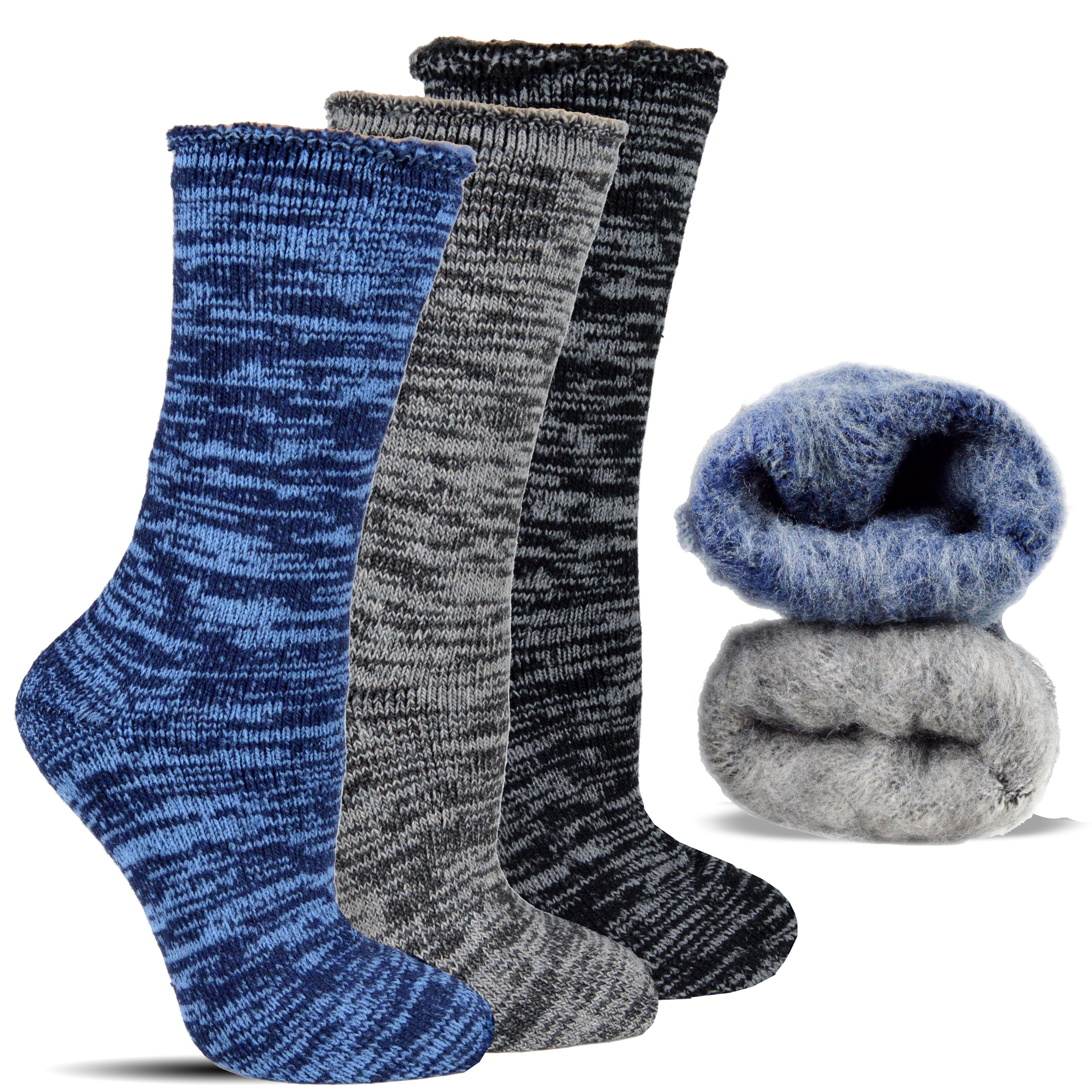 Frostfighter Thermosocken Herren Thermosocken sehr warm ohne Gummi (3-Paar) sehr dickes und weiches Innenfutter