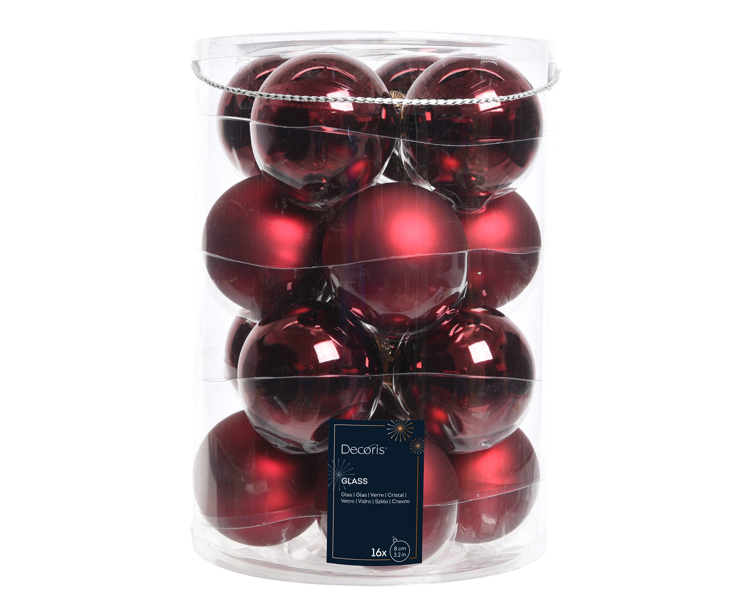 Kaemingk Weihnachtsbaumkugel, Weihnachtskugeln Glas 8cm 16 Stück - Ochsenblut