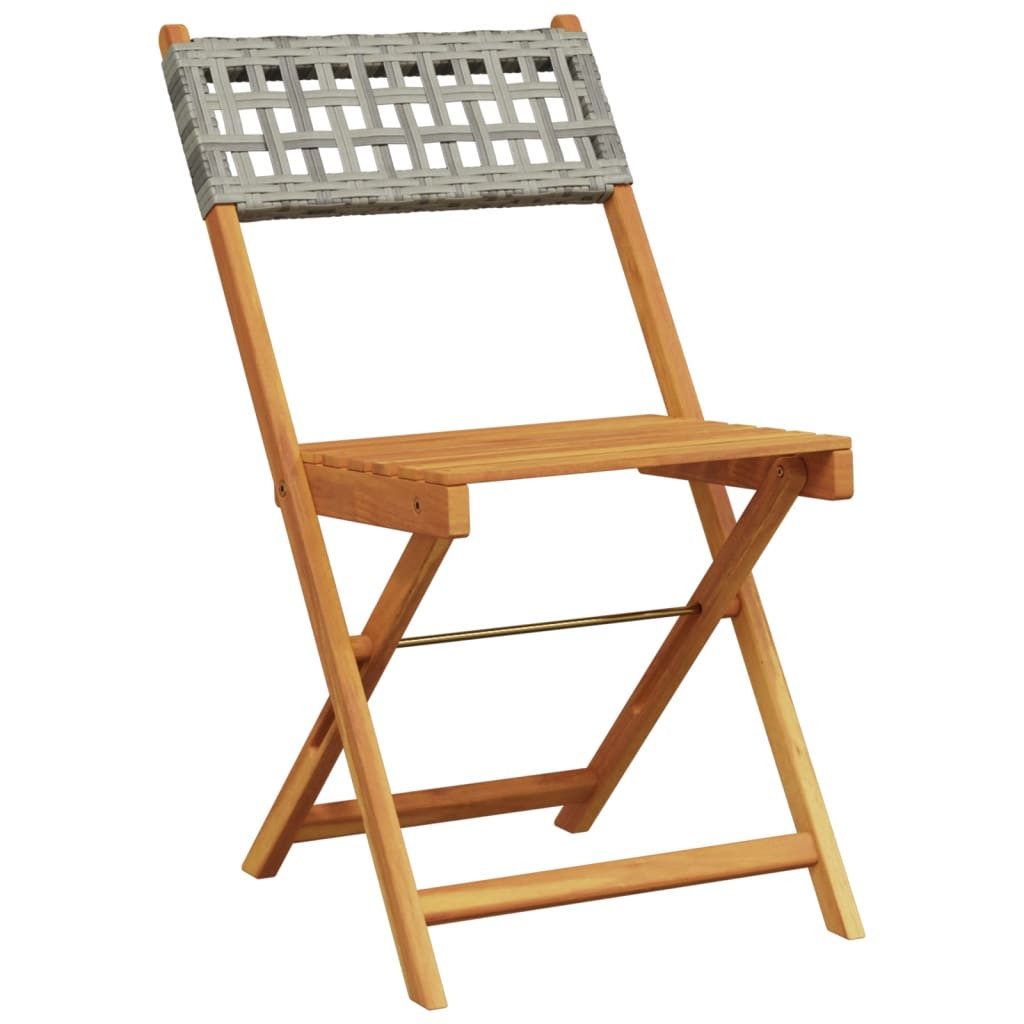 vidaXL Garten-Essgruppe 5-tlg. Garten-Essgruppe Grau Poly Rattan und Massivholz, (1-tlg)