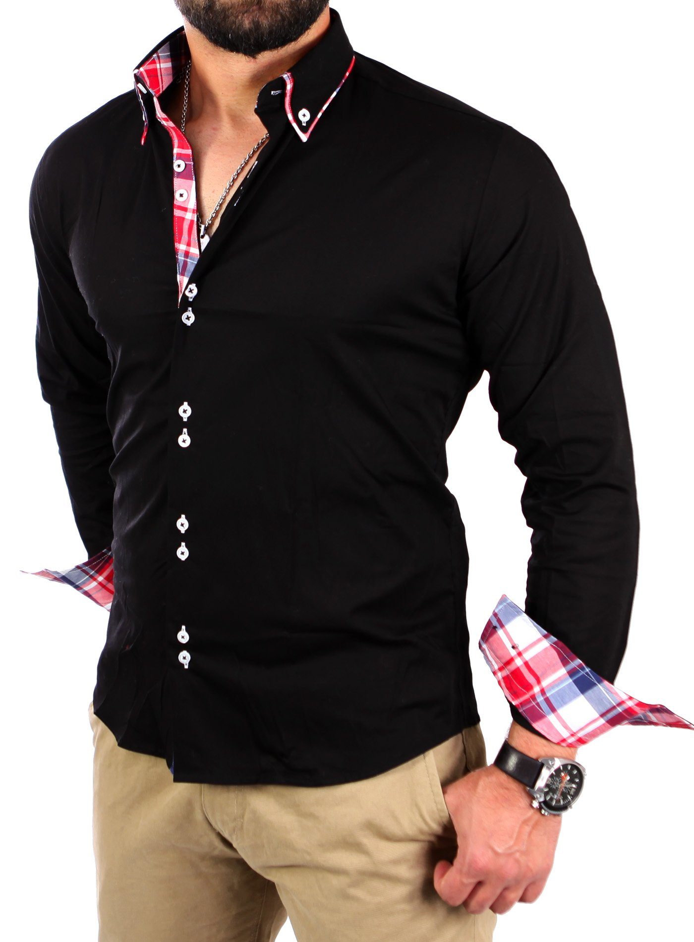 Reslad Langarmhemd Reslad Herren Hemd Button-Down günstig online kaufen