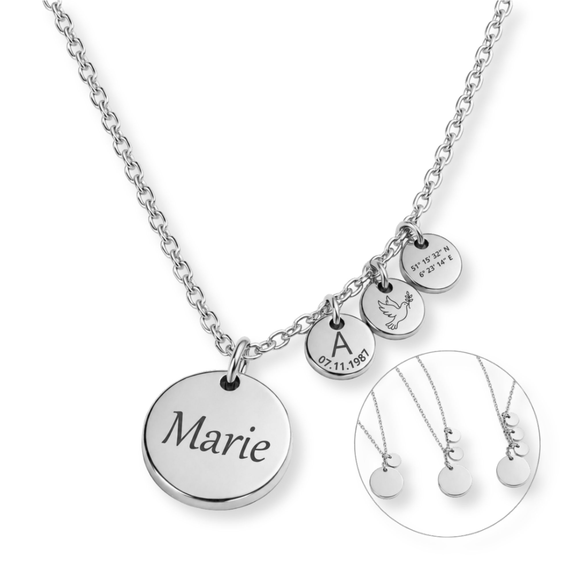 Kette mit Anhänger mit Gravur Personalisierte Halskette Damen Gravurkette Anhängerplättchen