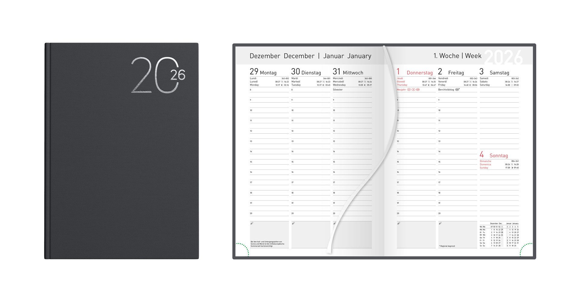 Idena Taschenkalender Idena Wochenkalender 2026 XL grau 17x24cm