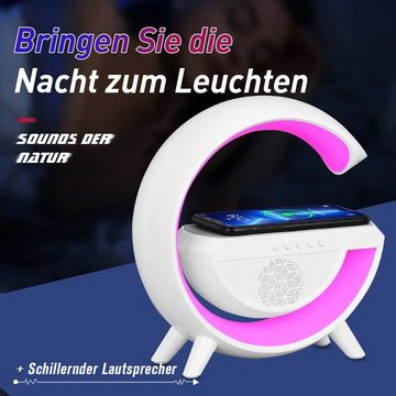 Bothergu Bluetooth-Speaker (RGB-Farbwechselndes Umgebungslicht, LED-Tischlampe mit kabellosem Ladegerät)