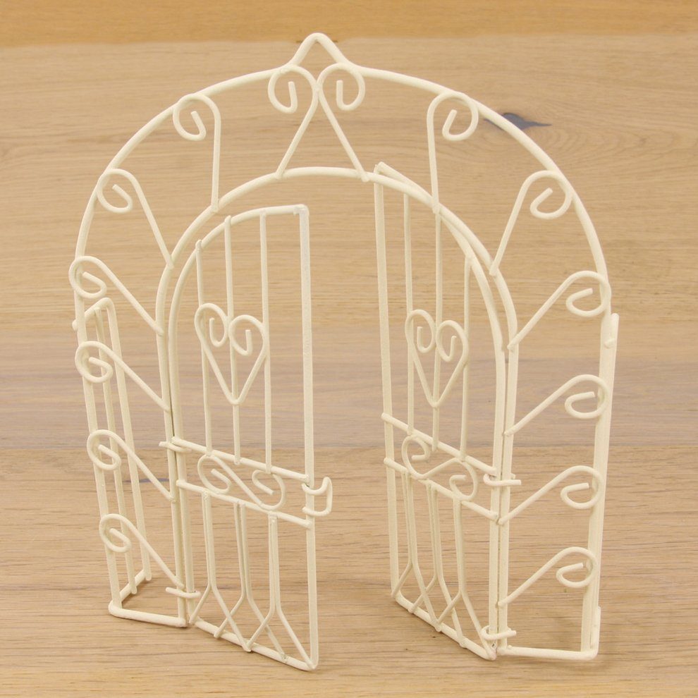 dekoprojekt Dekofigur Minigarten Torbogen mit Türen mini, weiß 10 cm | Dekofiguren