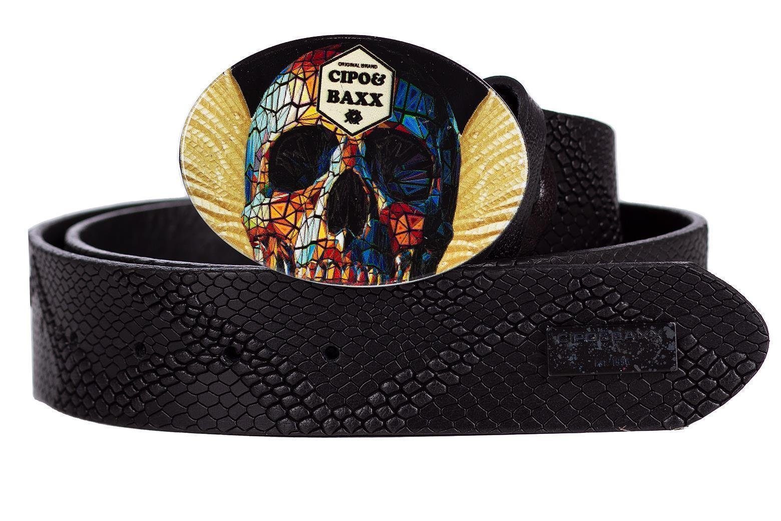 Cipo & Baxx Ledergürtel Gürtel BA-CG202 (1-St) mit Totenkopfschnalle und Sc günstig online kaufen