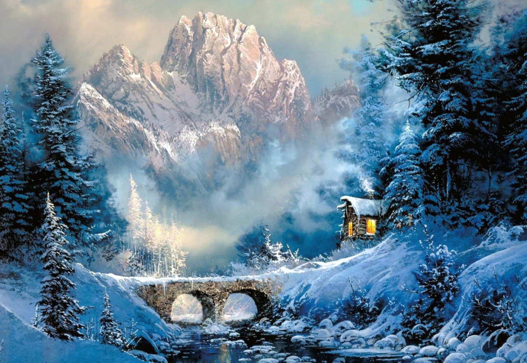 Malen nach Zahlen XL 5d Diamond Painting Winter Berg Malen nach Zahlen 50x65cm