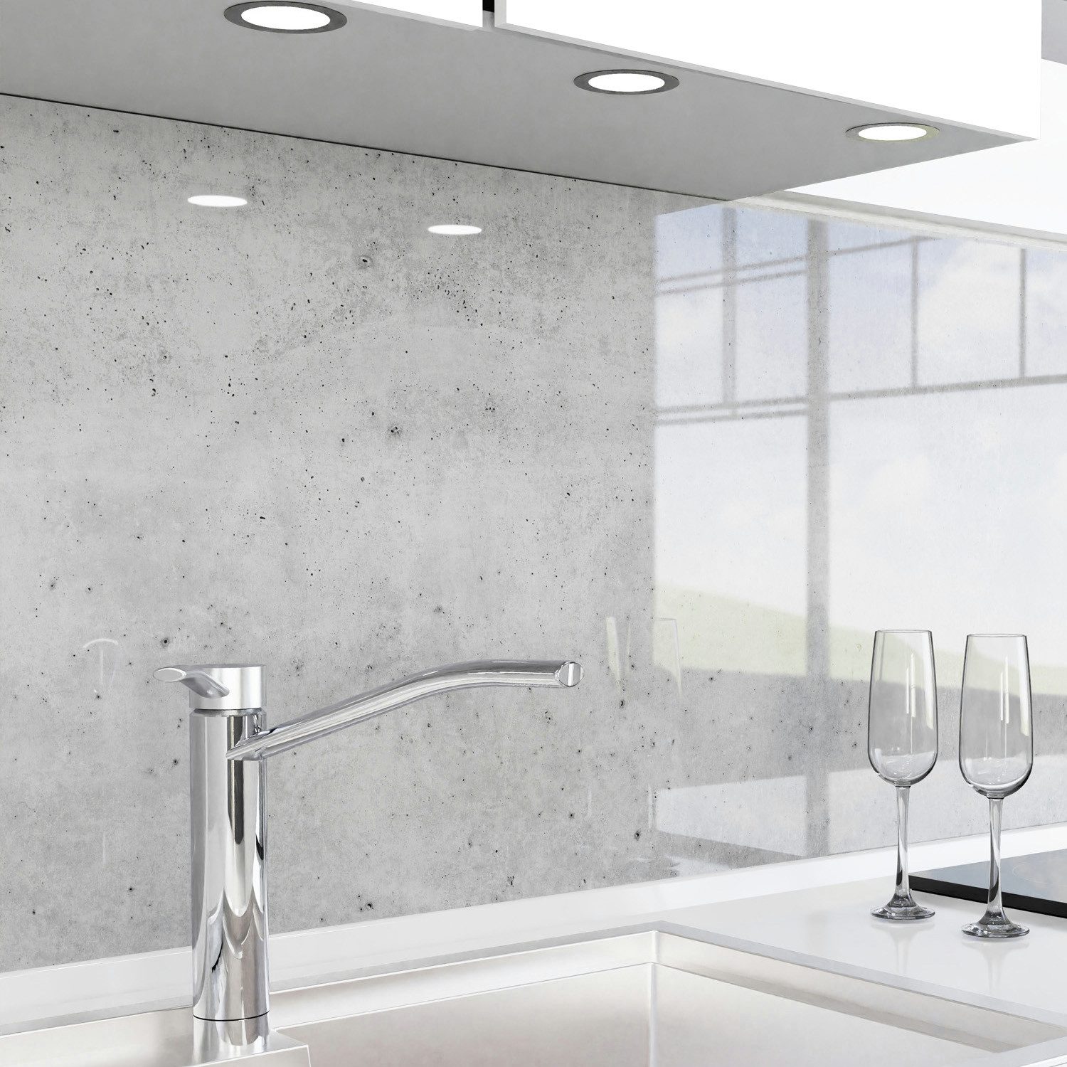 danario Küchenrückwand Folie selbstklebend, Glasoptik, Spritzschutz Küche, ablösbar - 0,8 mm