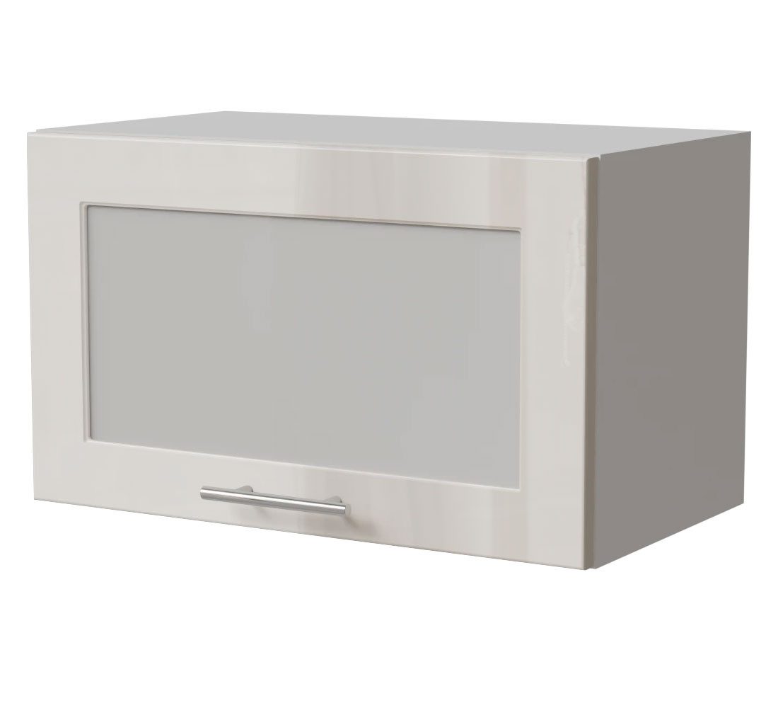 Feldmann-Wohnen Klapphängeschrank Brerra (W4BS/60 WKF, 1 Klappe mit Milchglaseinsatz, innen 1 Fach, 1-St., moderne Optik, lackierte Fronten, 60x32,5x36cm) weiß / RAL 9001 creme Hochglanz