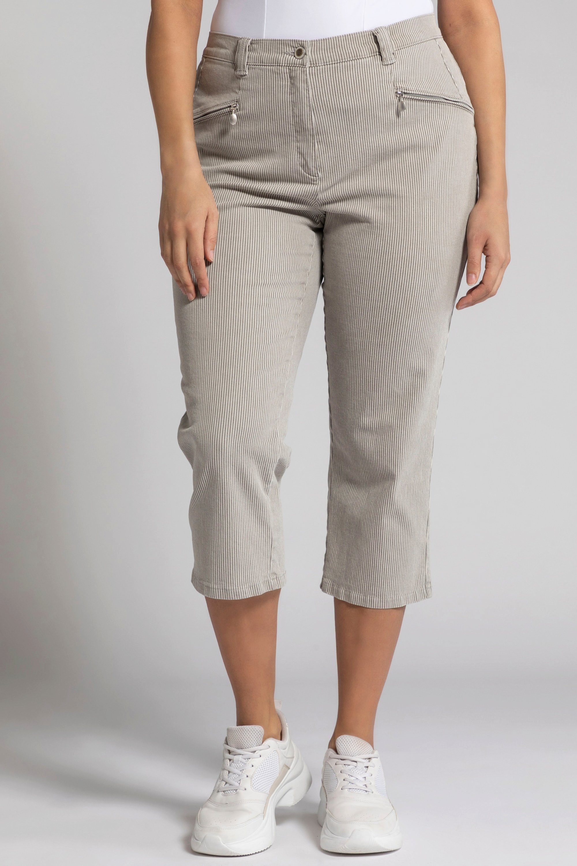 Ulla Popken Damen Sommerhose 'Mony' – Leichte Stretch-Hose Mit Komfortbund & Zipptaschen