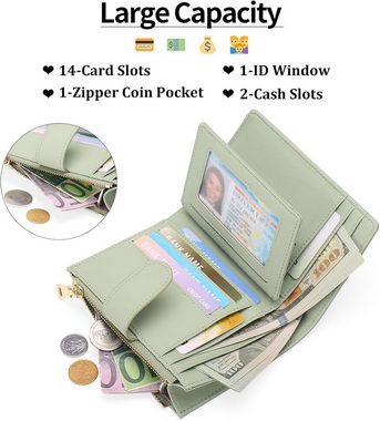 GAEKEAO Geldbörse (Klein Vintage-Geldbörse aus Leder, Damen-Geldbörse mit RFID-Schutz), Kompaktes und geräumiges Portemonnaie mit hochwertiger Verarbeitung