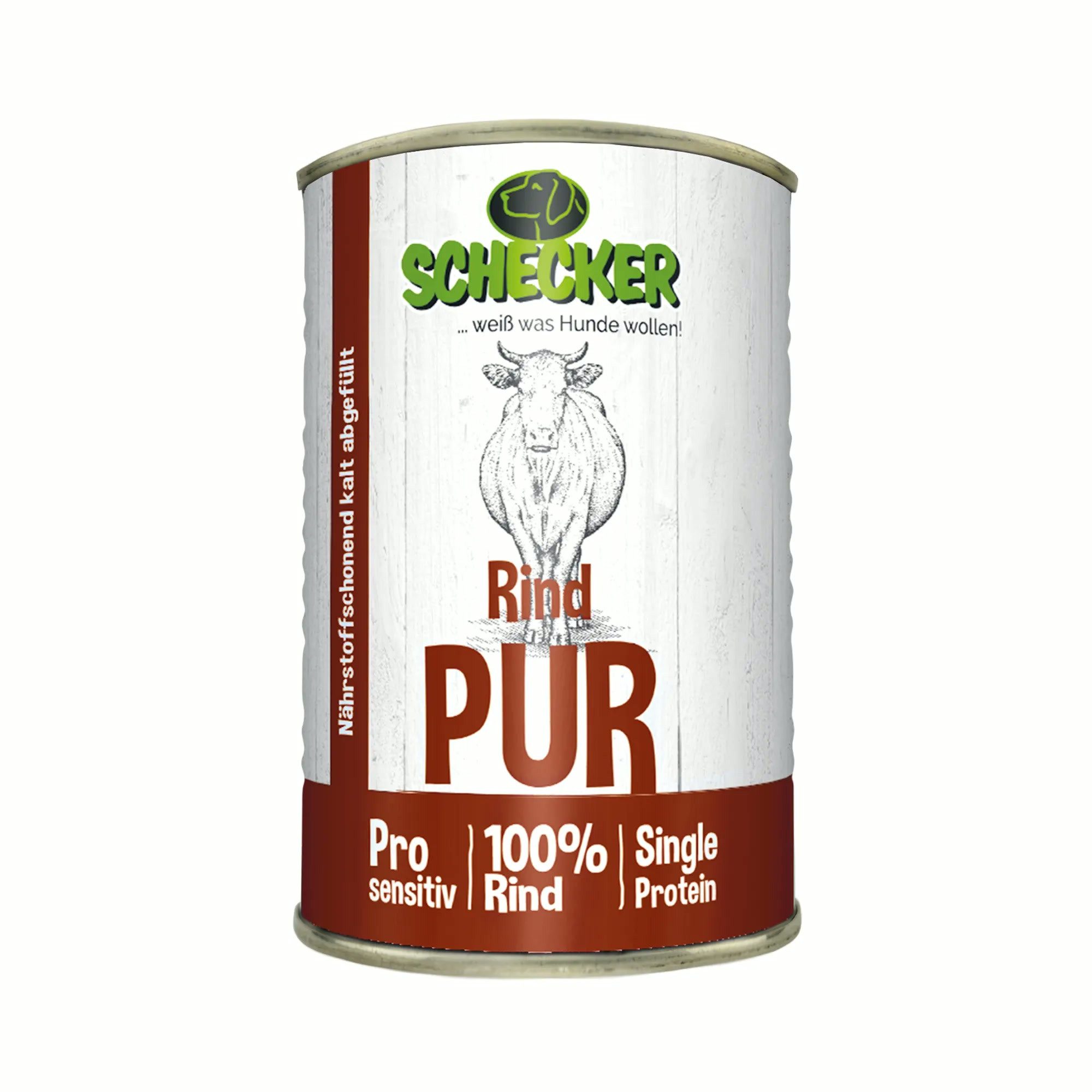 Schecker Schecker Rind PUR - auch für empfindliche bis sehr empfindliche Hunde Rind, Nassfutter für: Hunde