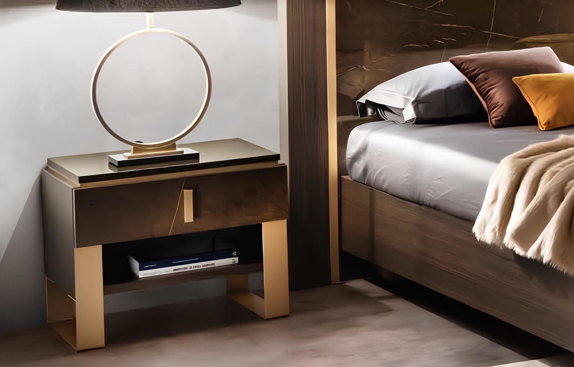 Xlmoebel Nachttisch Design Konsole aus Metall im Glanz für Schlafzimmer und Beistell (1-St), Made in Europa