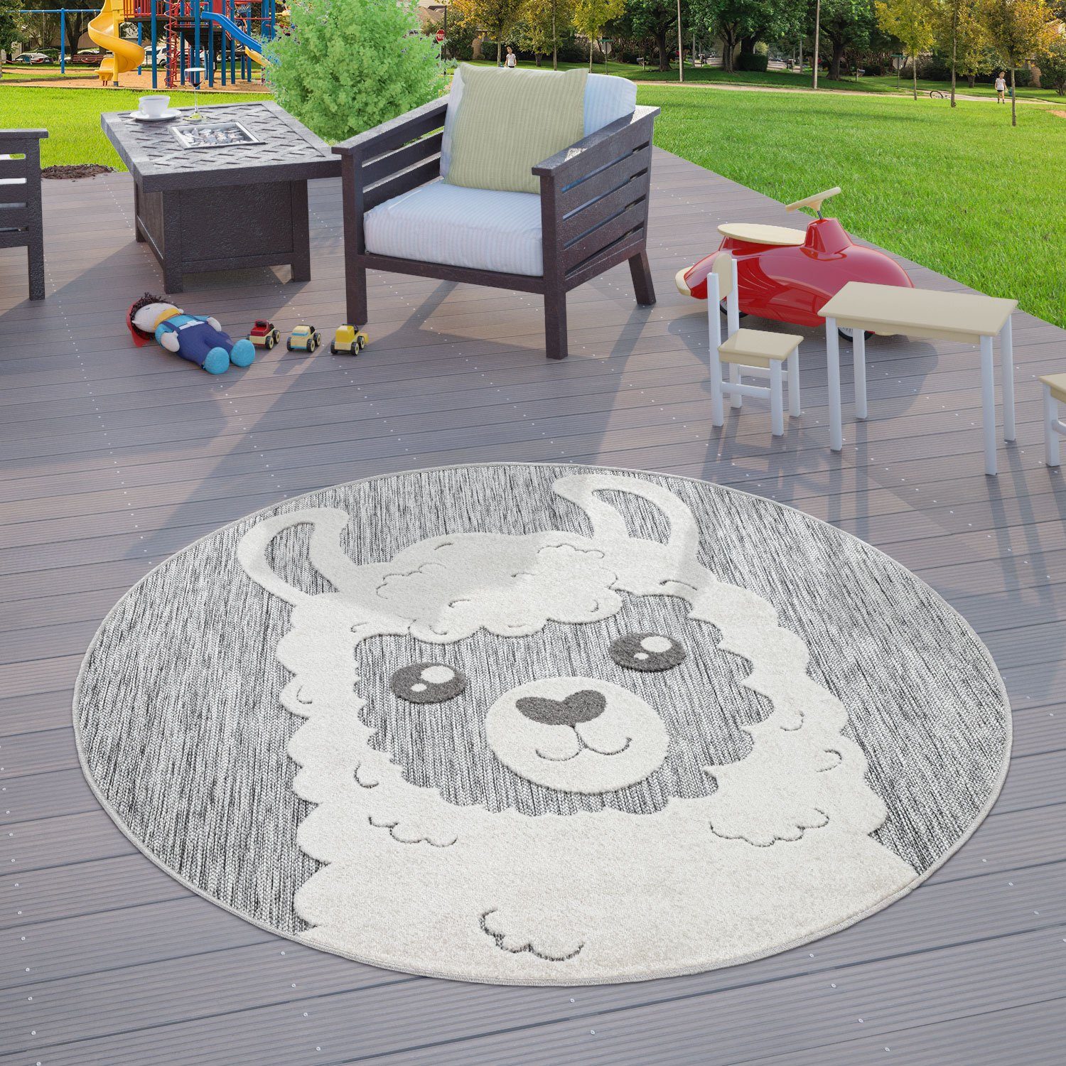 Kinderteppich Kinderzimmer Outdoor Teppich Kinder Rund Spielteppich, TT Home, rund, Höhe: 12 mm