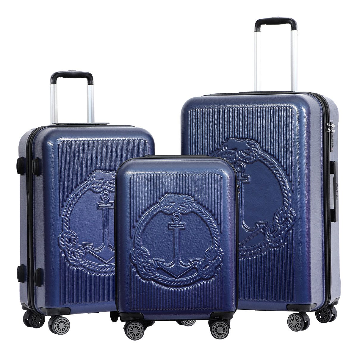 BIGGDESIGN Koffer Biggdesign Ocean Hartschalen-Kofferset 3-teilig – Blau, stabil & moder