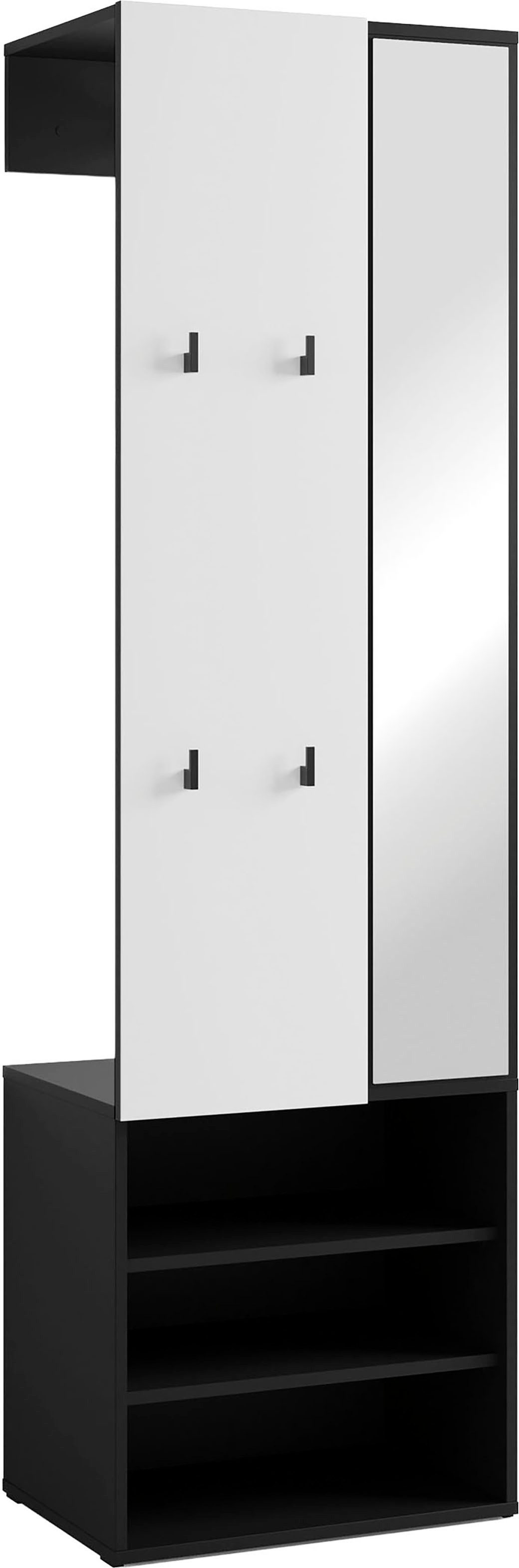 byLIVING Kompaktgarderobe Dielen - Set Andorra (1-St) maximale Ordnung auf wenig Fläche mit Spiegel, Kleiderstange und Haken