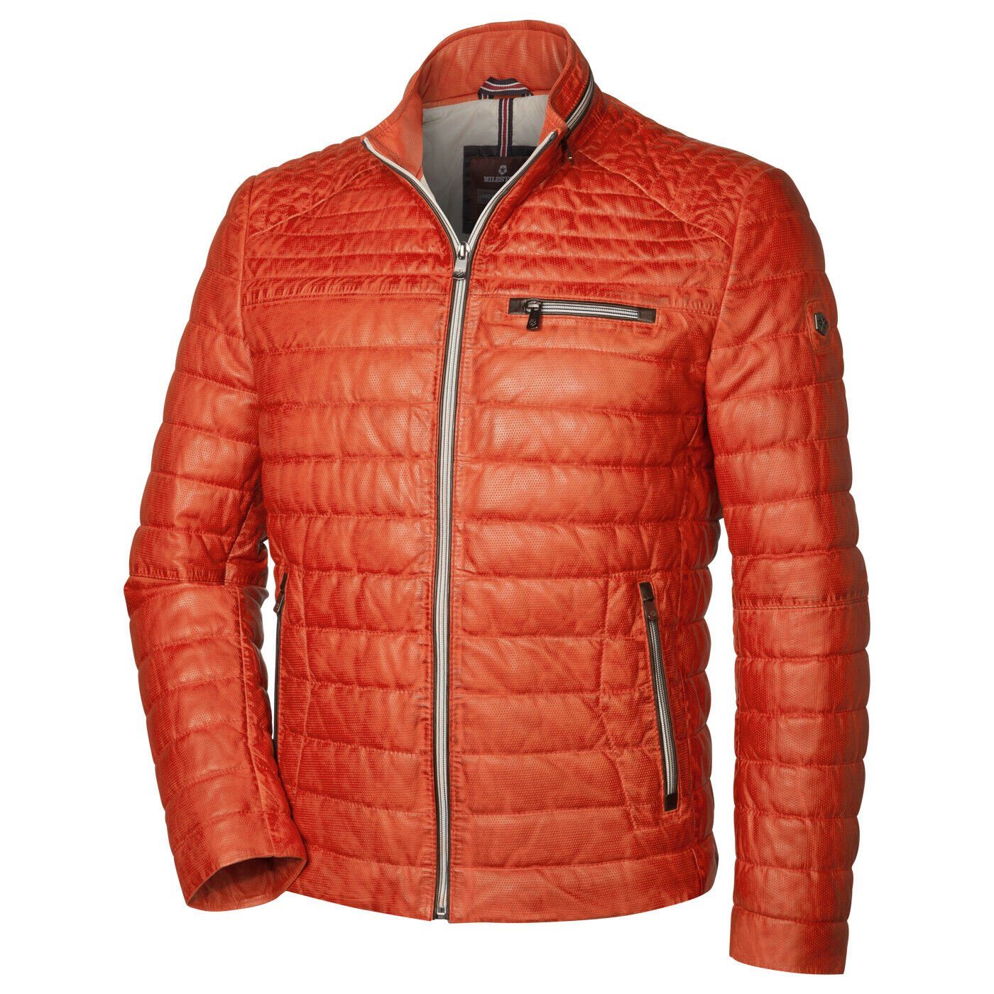 Milestone Lederjacke Terenz aus perforiertem Lammleder Orange