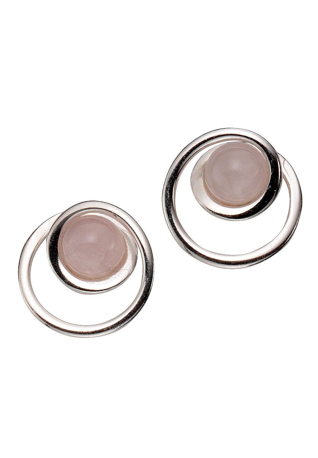 Firetti Paar Ohrstecker Schmuck Geschenk Silber 925 Ohrschmuck Edelstein Quarz, mit Rosenquarz