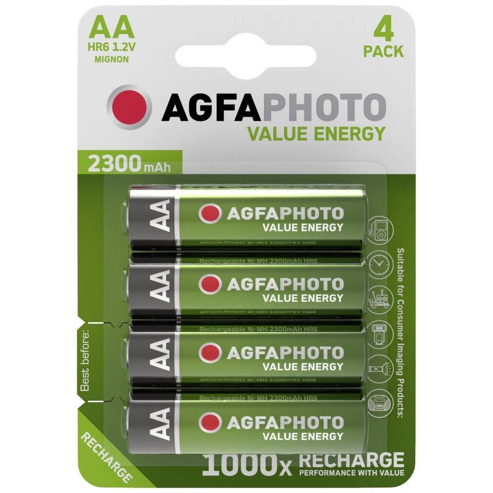 AgfaPhoto Agfa Mignon NiMh-Akku 2300 mAh, 4er 31-802718 Akku