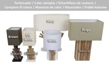 Kiom Tischleuchte Holzleuchte Saltillo Off-White & Holz gebleicht, für wechselbare Leuchtmittel, Leuchtmittel nicht inklusive, Leuchtmittel abhängig