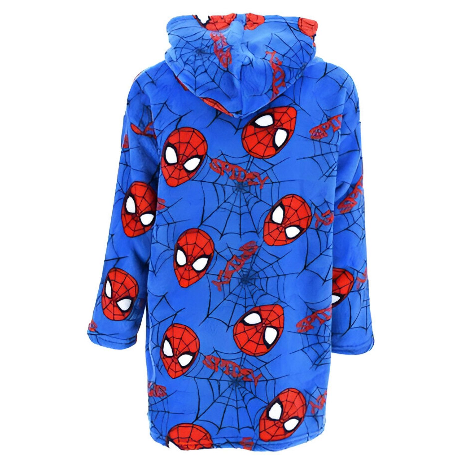 MARVEL Bademantel Marvel Spiderman Kinder Hausmantel Bademantel mit Kapuze, langarm, Polyester, Gürtel, Gr. 104 bis 128