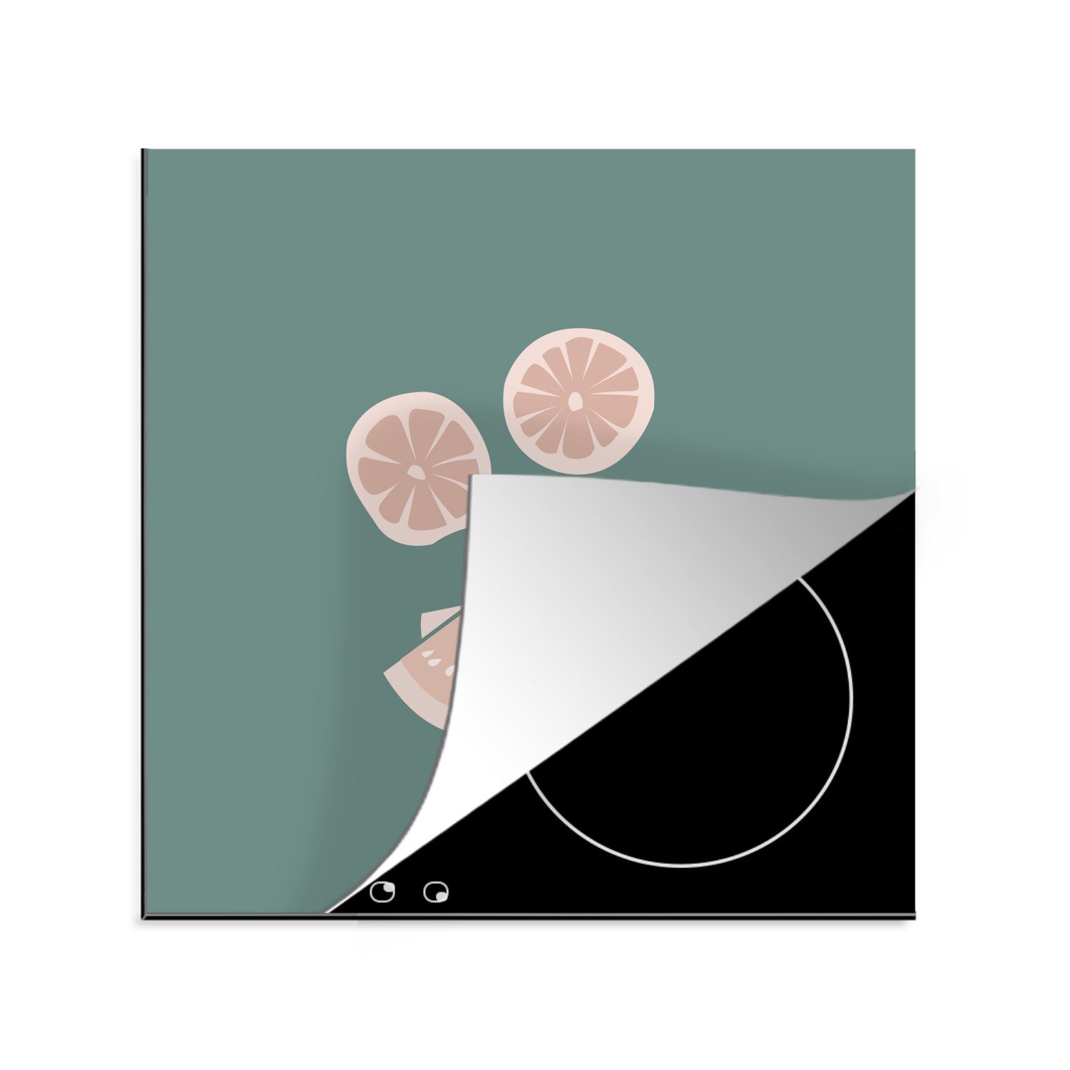 MuchoWow Herdblende-/Abdeckplatte Sommer - Obst - Rosa, Vinyl, (1 tlg), 78x78 cm, Ceranfeldabdeckung, Arbeitsplatte für küche