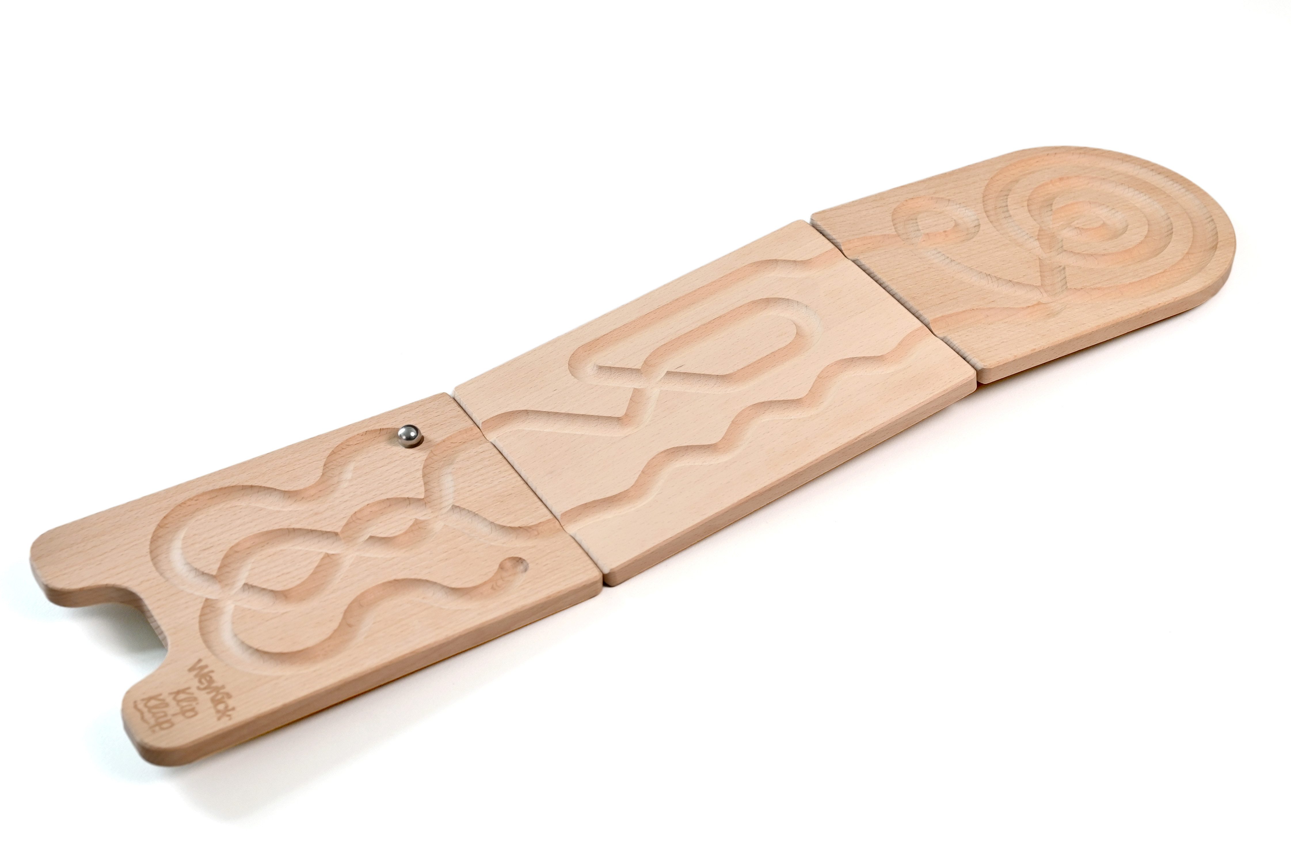 WeyKick Kugelbahn KLIP KLAP, (die wippende Murmellbahn, 3-tlg), mit Labyrinth-Bauteilen