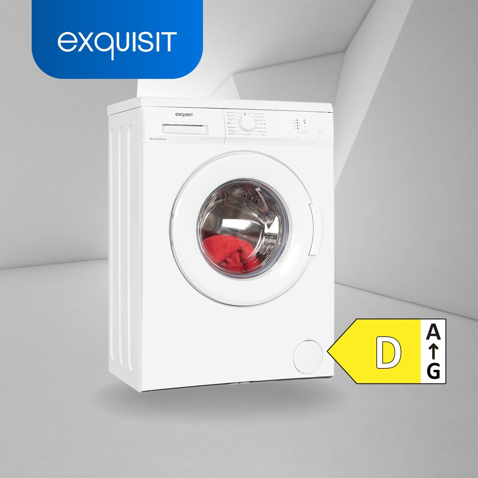 exquisit Waschmaschine WA6010-060D, 6,00 kg, 1000 U/min, Kindersicherung,  Startzeitverzögerung