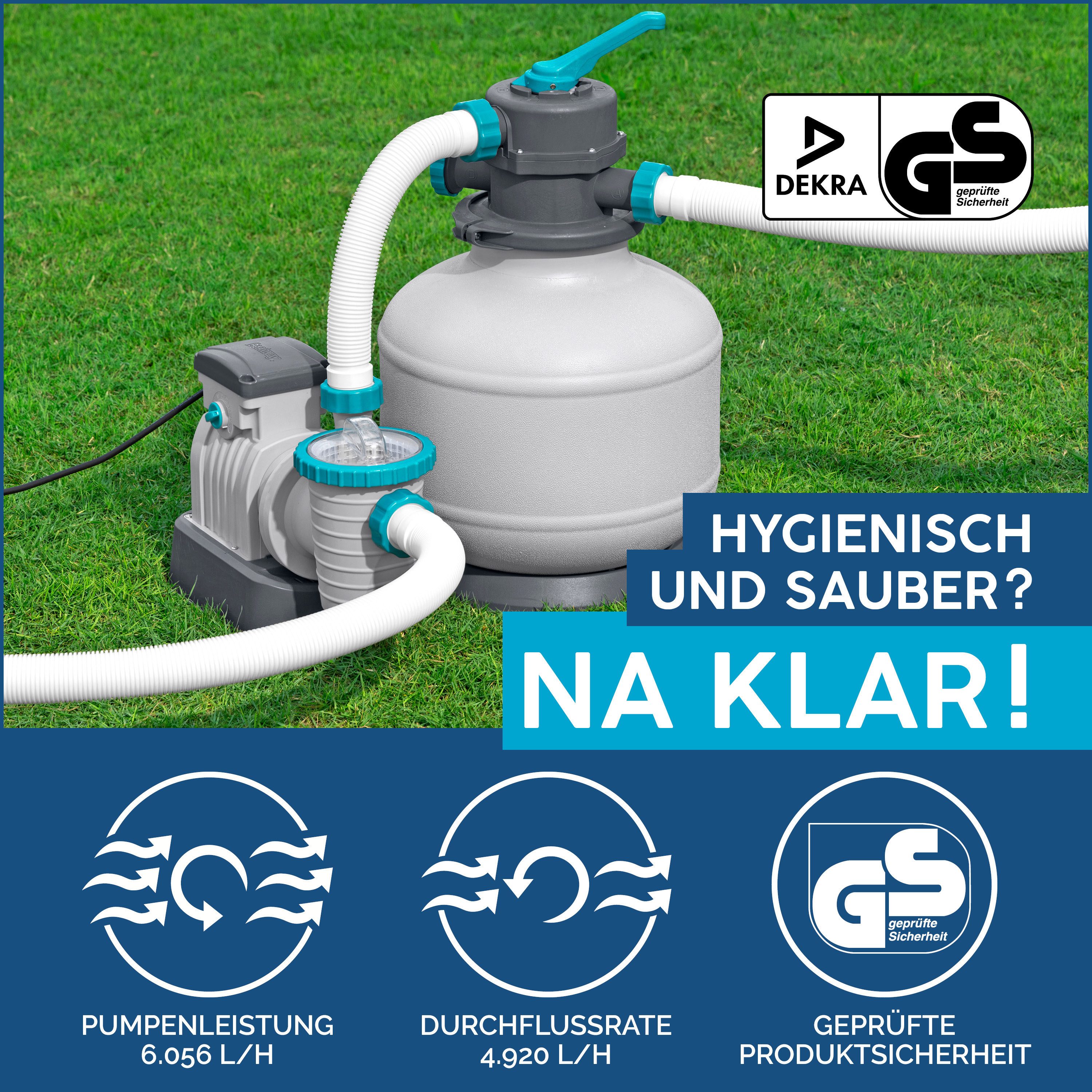 Bestway Sandfilteranlage 6.056 l/h (Packung, Inkl. Zeitschaltuhr), Für Poolgrößen von 1.100-39.300 Liter