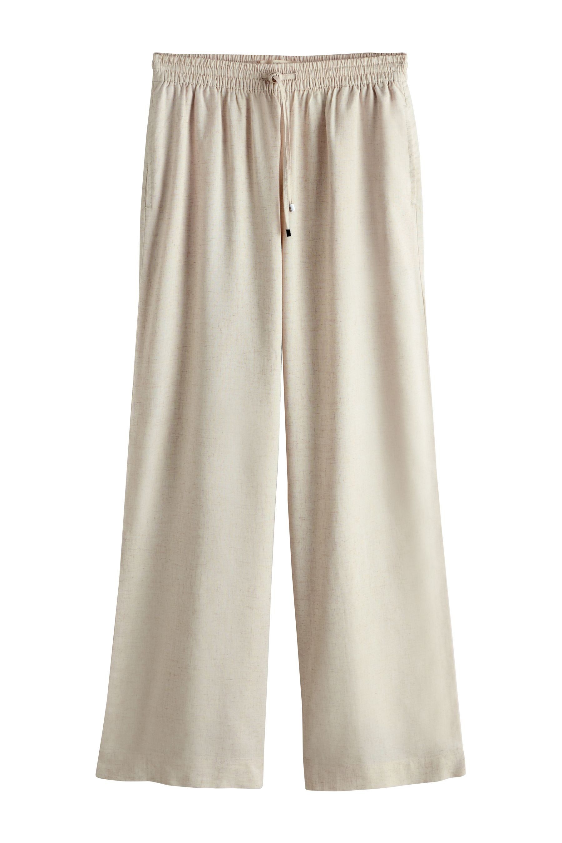 Palazzohose Schlupfhose mit weitem Bein und Leinen, Kurzgröße