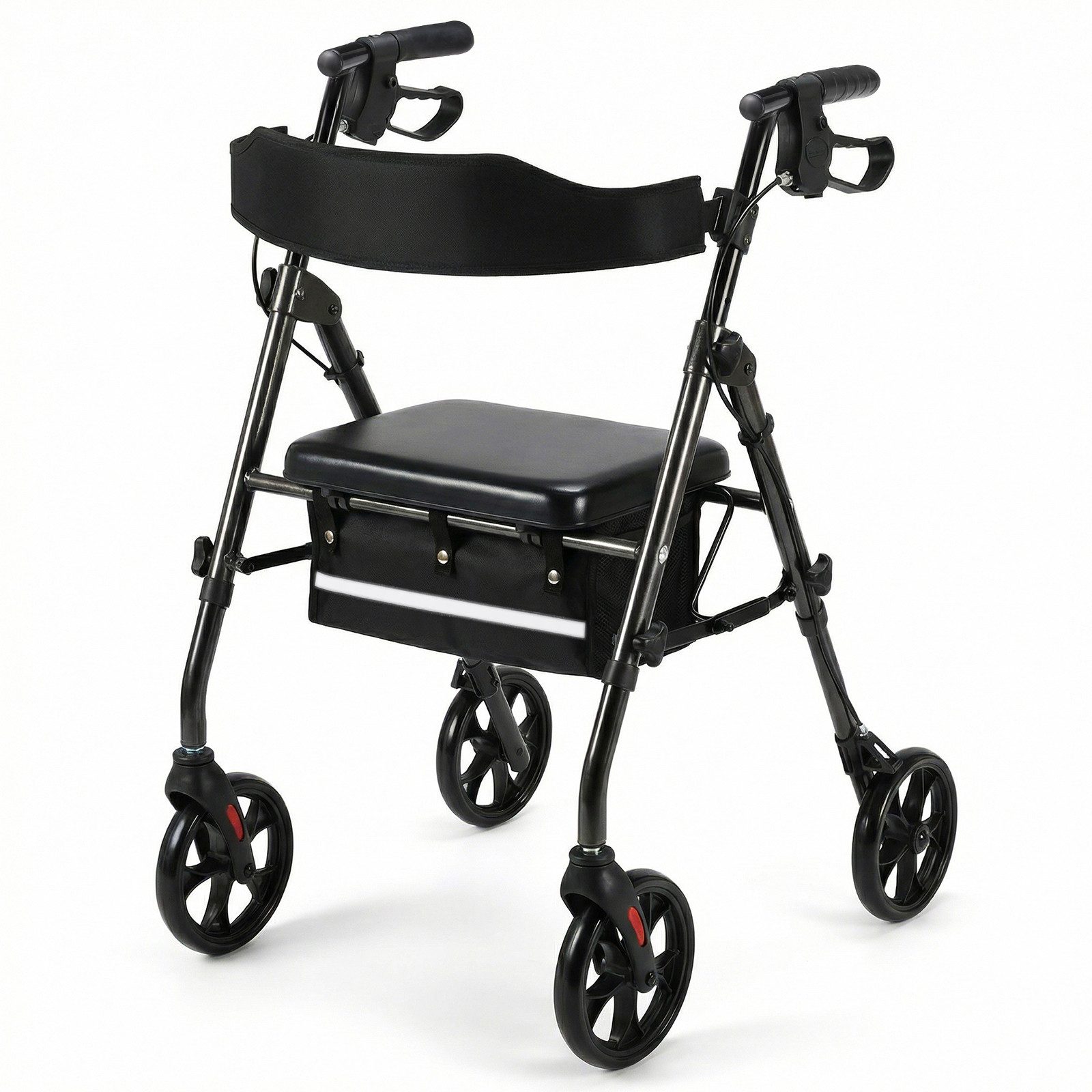 TLGREEN Rollator faltbar, höhenverstellbar & bis159 kg belastbar, sicheres Bremssystem,Unter-Sitz-Ablage,20 cm Rädern für Alltag & Reise