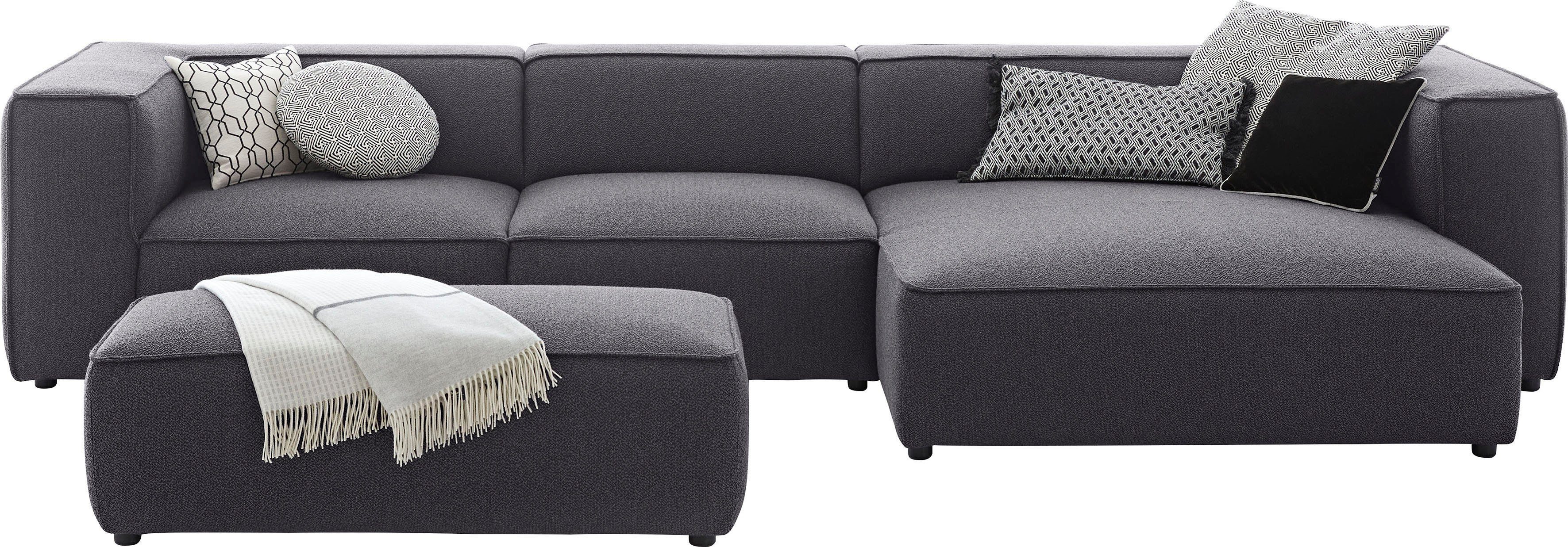 341 cm Federkern, mit around-the-block, Ecksofa eleganter W.SCHILLIG mit Biese, Breite