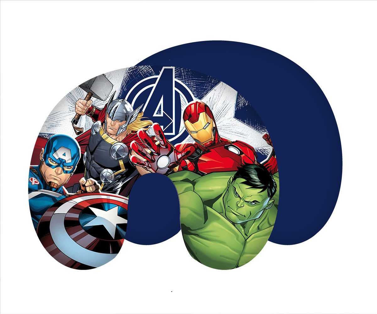 MARVEL Nackenstützkissen Marvel Avengers Nackenkissen Reisekissen Thor Iron Man Hulk Captain Am, Bezug: 100% Polyster, Nackenkissen