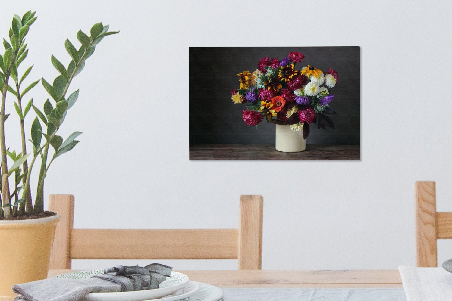 OneMillionCanvasses® Leinwandbild Blumenstrauß - Farben St), Leinwandbilder, (1 Stilleben, Wanddeko, 30x20 Aufhängefertig, cm - Wandbild