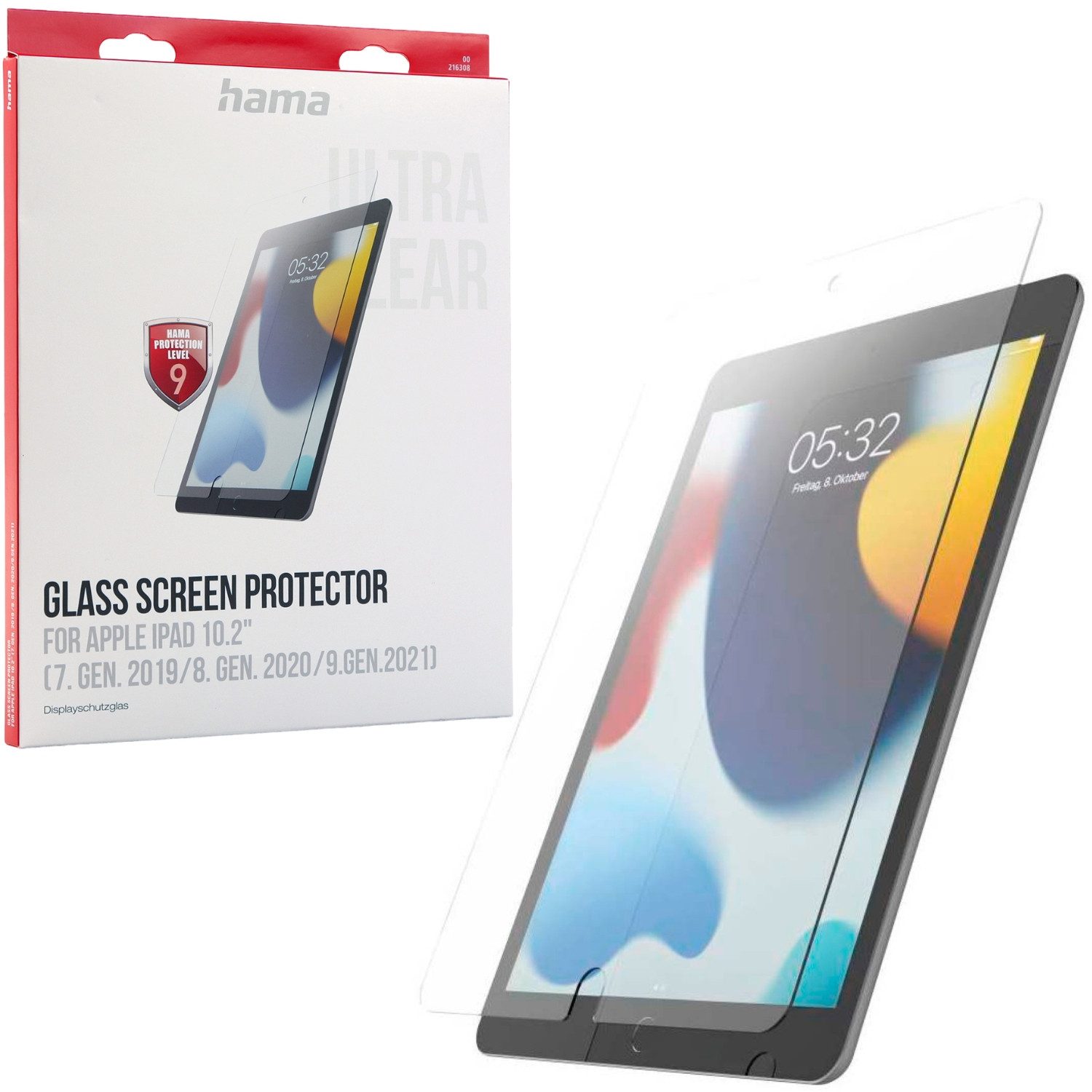 Hama Displayschutzglas Premium Schutzglas für Apple iPad 9 8 7 Gen 10,2 für Apple iPad 10.2" (7. Gen. 2019/8. Gen. 2020/9. Gen. 2021), Set, Displayschutz Glas 9H Schutzfolie Panzer für iPad 2021 2020 2019