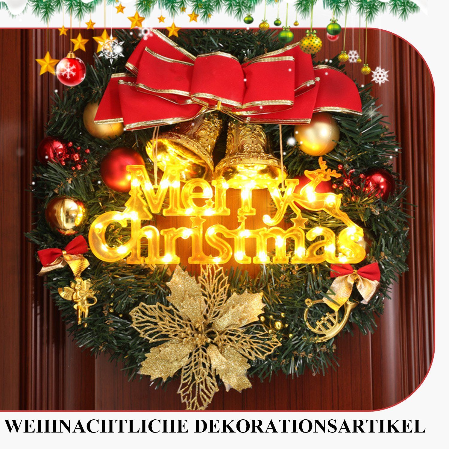 Schild Lichtern Dekoobjekt Weihnachten mit Weihnachtsdeko Frohe MAGICSHE LED gelb