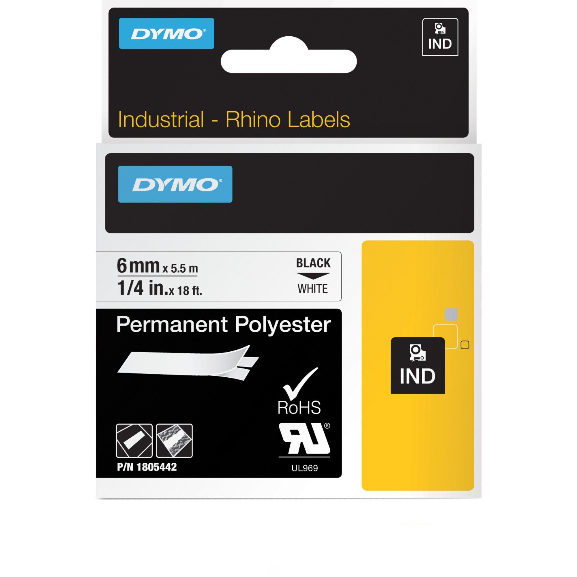 DYMO Etiketten Dymo Rhino IND ORIGINAL Schriftband Polyester 6mm