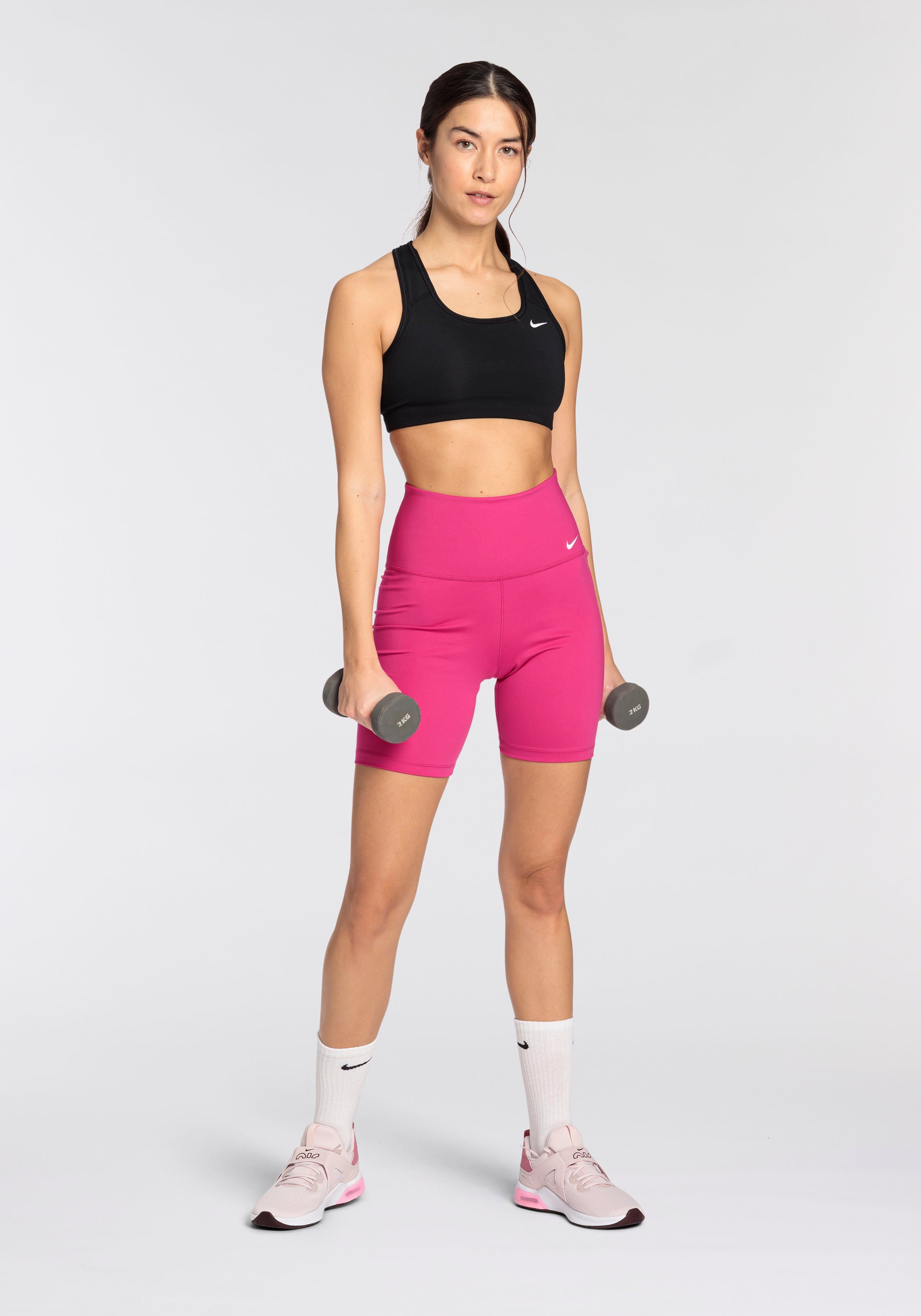 Nike Trainingstights DRI-FIT ONE HIGH-WAISTED WOMEN'S FIREBERRY/WHITE BIKER SHORTS