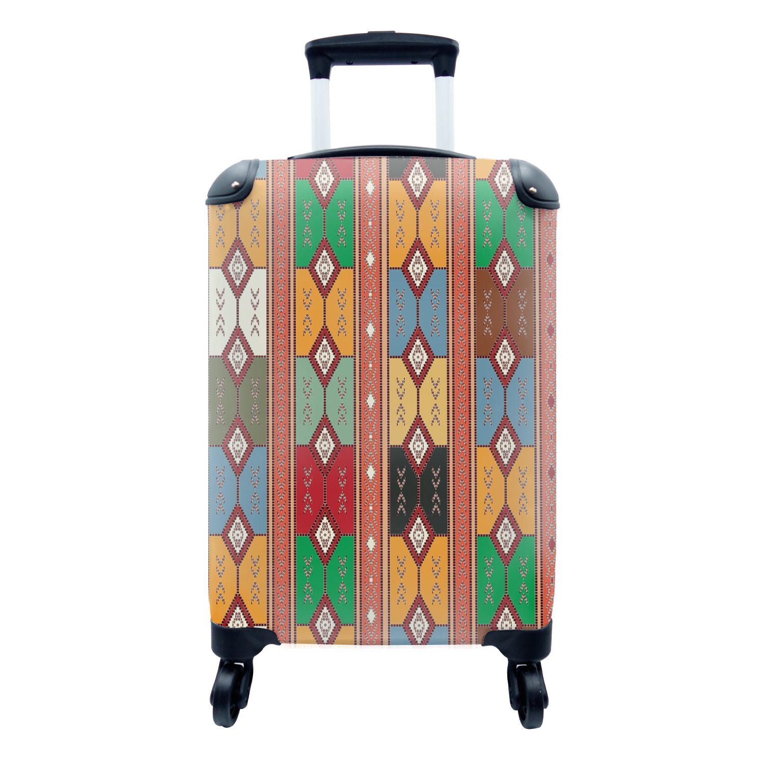 MuchoWow Handgepäckkoffer Geometrie - Muster - Südamerika, 4 Rollen, Reisetasche mit rollen, Handgepäck für Ferien, Trolley, Reisekoffer