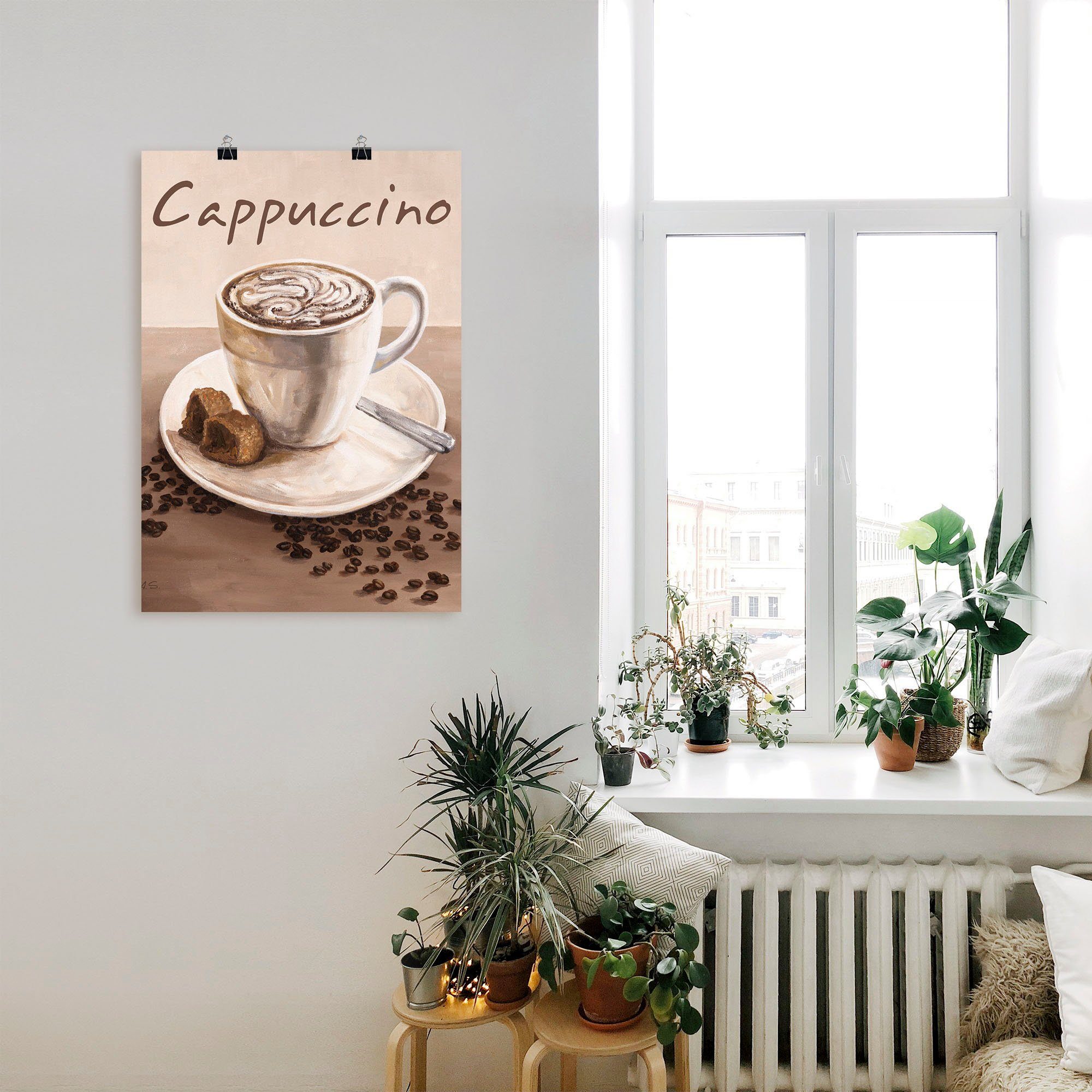(1 Cappuccino Wandaufkleber Kaffee Alubild, - Größen Leinwandbild, Bilder Poster Wandbild versch. St), Artland Kaffee, als oder in