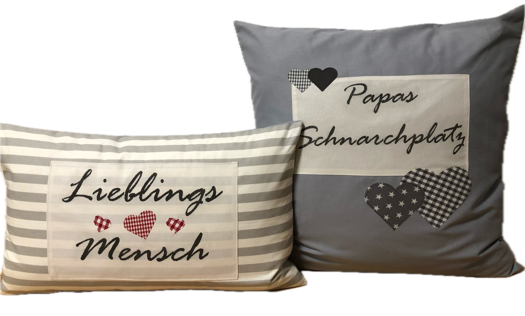 Ammerkind Dekokissen Landhausstil Kissenhülle, Kissenbezug *Papas Schnarchplatz* grau, 100% Handarbeit